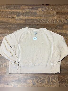 NEW American Eagle Big Hug Oversized Notch Neck Sweatshirt Women’s XS Beige Tan